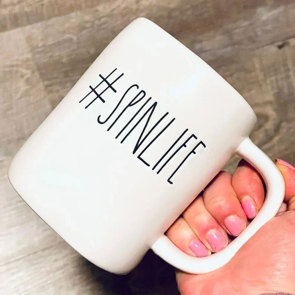 New Rae Dunn White Black Ceramic “GETTING FIT” Mug